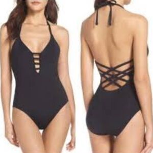 Black Halter One-Piece Swimsuit